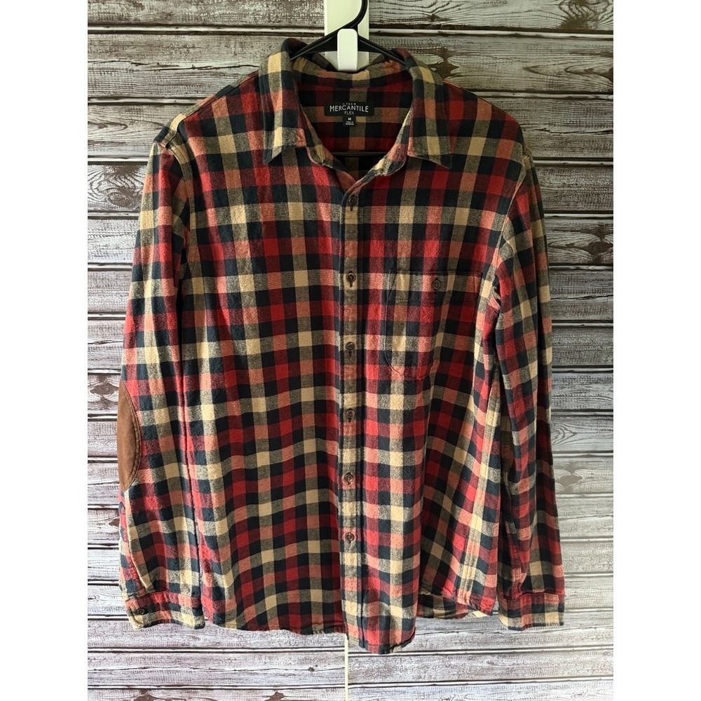 J. Crew Mercantile Flex Men's Flannel Long-Sleeved Button-Down Shirt Sz M Plaid